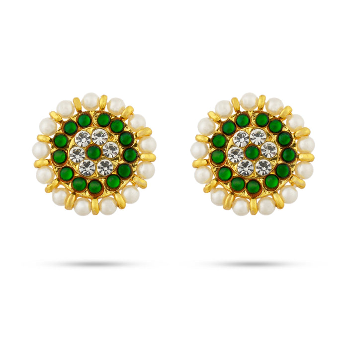 Stone Earring Pair - 1 x 1 Inch | Stone Jewellery/ Artificial Jewelry/ Kemp Studs for Women