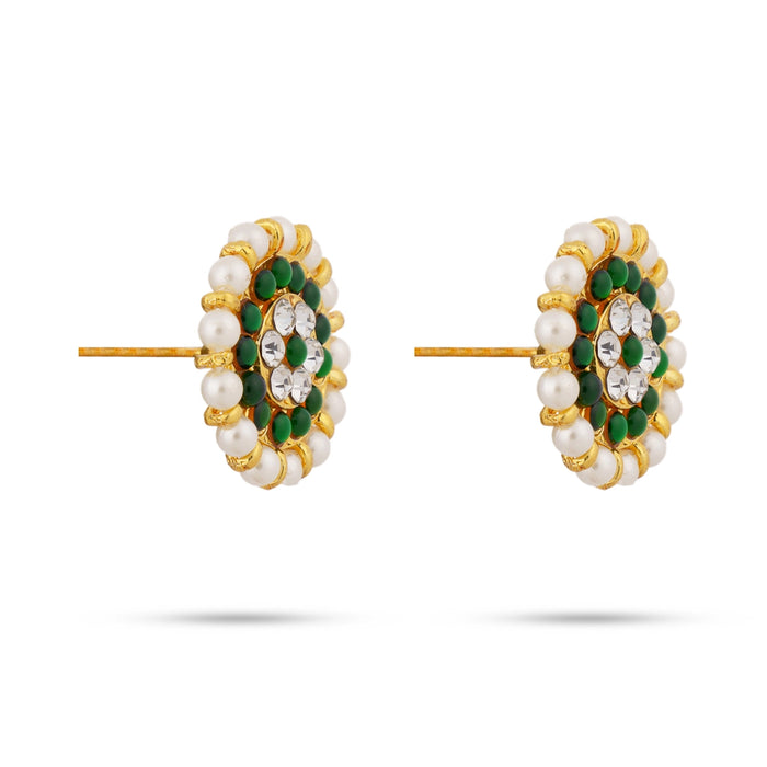 Stone Earring Pair - 1 x 1 Inch | Stone Jewellery/ Artificial Jewelry/ Kemp Studs for Women