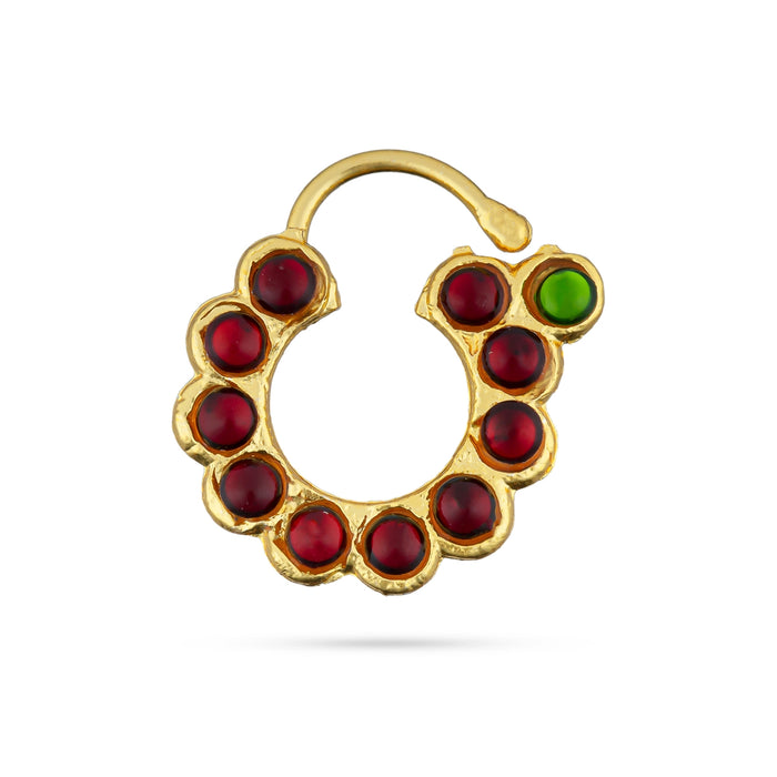 Stone Nose Pin Pair - 0.75 x 0.75 Inch | Kemp Bullaku Nose Pin/ Artificial Jewelry/ Stone Jewellery for Women