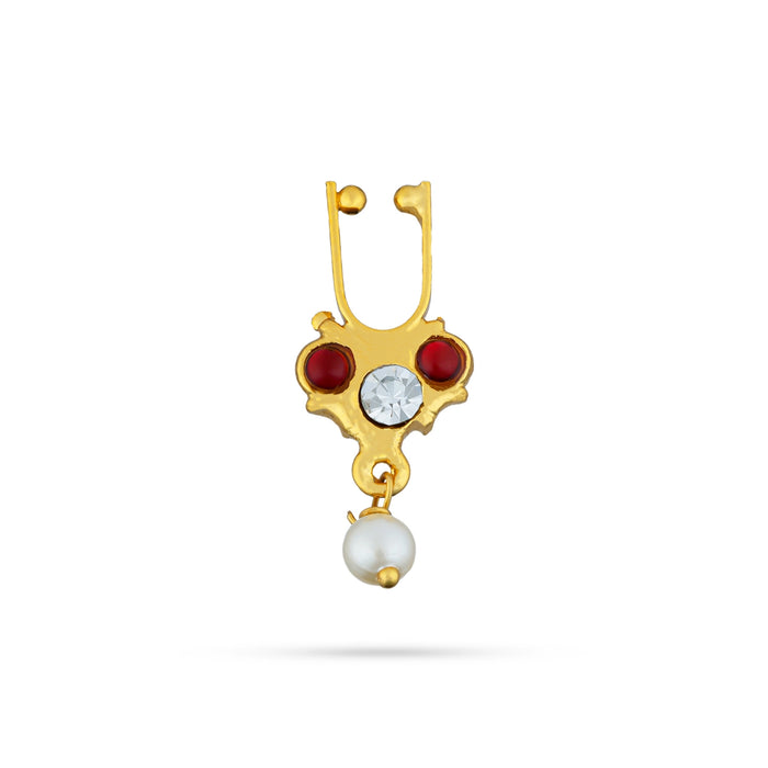 Stone Nose Pin Pair - 0.75 x 0.75 Inch | Kemp Bullaku Nose Pin/ Artificial Jewelry/ Stone Jewellery for Women