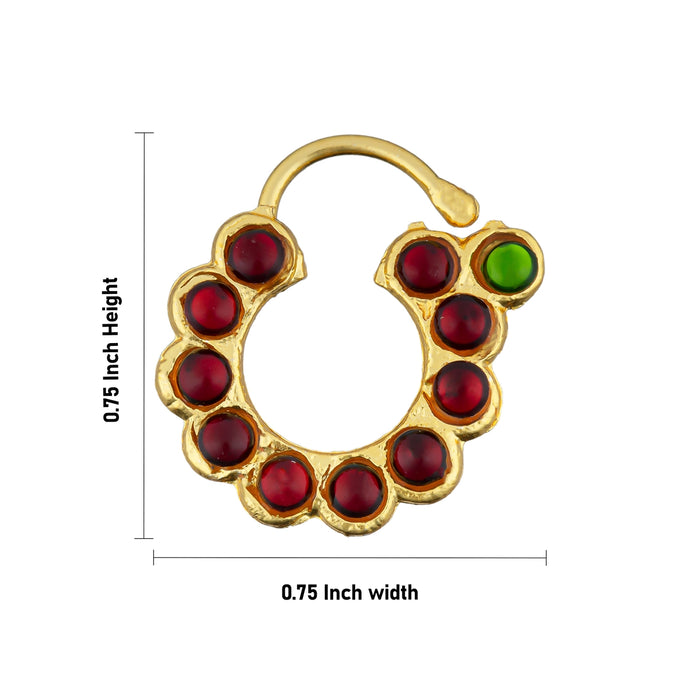 Stone Nose Pin Pair - 0.75 x 0.75 Inch | Kemp Bullaku Nose Pin/ Artificial Jewelry/ Stone Jewellery for Women