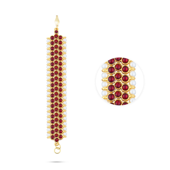 Earring Mattal Pair - 4 x 0.75 Inches | Artificial Jewelry/ Kemp Stone With Beads Design Ear Chain for Women