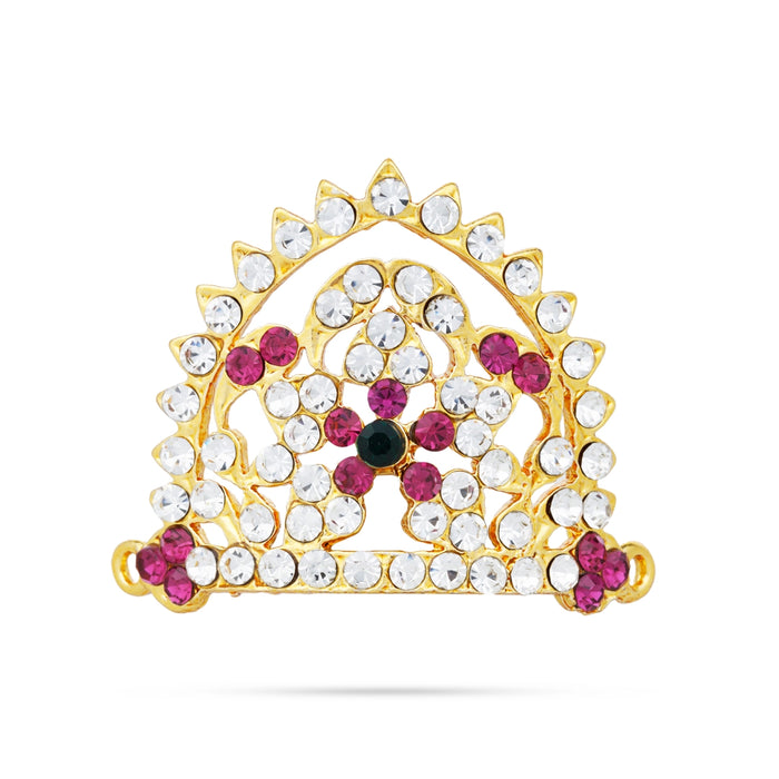 Half Crown - 1.5 x 1.5 Inches | Half Turban/ Half Kiridam/ Multicolour Stone Half Kireedam for Deity