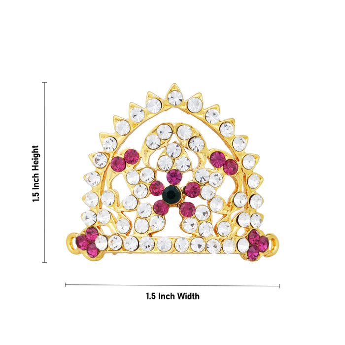 Half Crown - 1.5 x 1.5 Inches | Half Turban/ Half Kiridam/ Multicolour Stone Half Kireedam for Deity