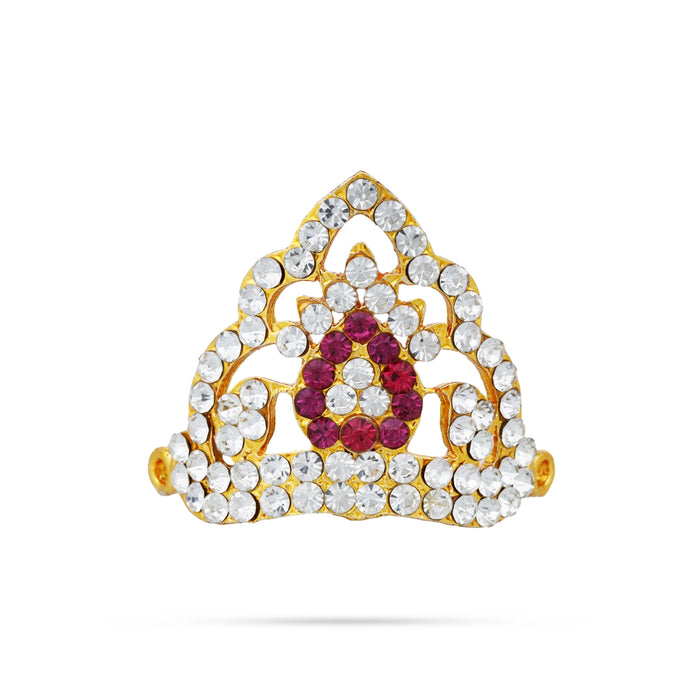 Half Crown - 1.5 x 1.5 Inches | Half Turban/ Half Kiridam/ Multicolour Stone Half Kireedam for Deity