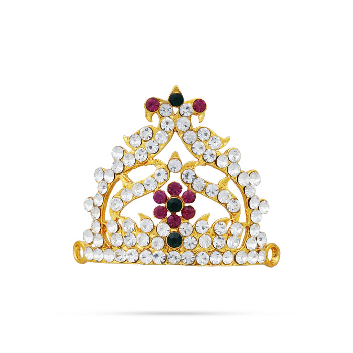 Half Crown - 1.5 x 1.5 Inches | Half Turban/ Half Kiridam/ Multicolour Stone Half Kireedam for Deity
