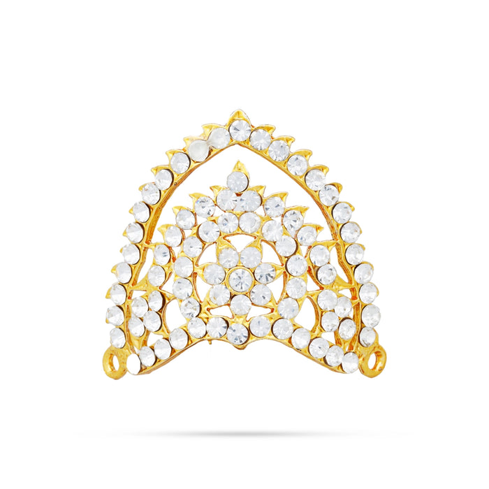 Half Crown - 1.5 x 1.5 Inches | Half Turban/ Half Kiridam/ Multicolour Stone Half Kireedam for Deity