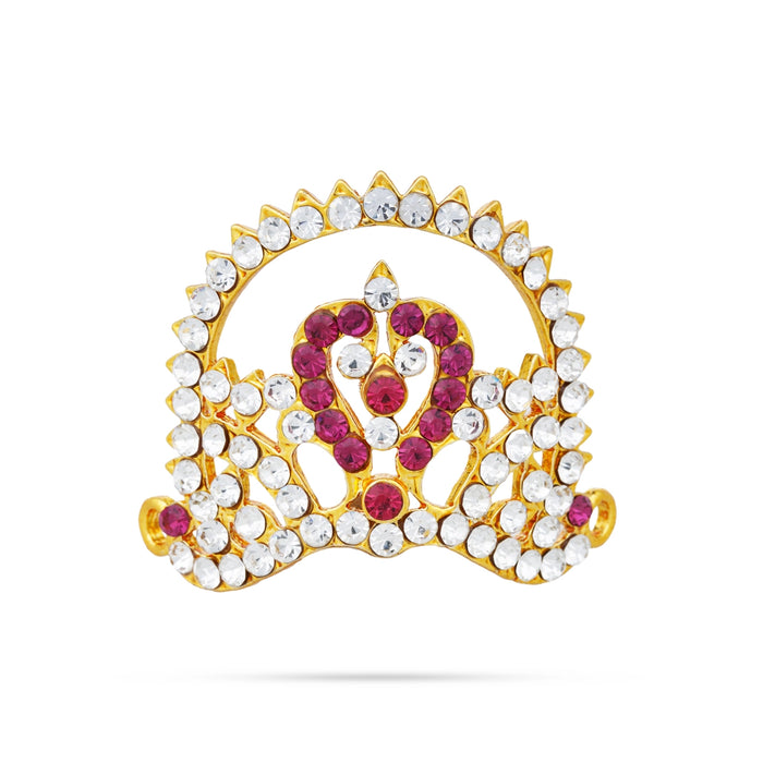 Half Crown - 1.5 x 1.5 Inches | Half Turban/ Half Kiridam/ Multicolour Stone Half Kireedam for Deity