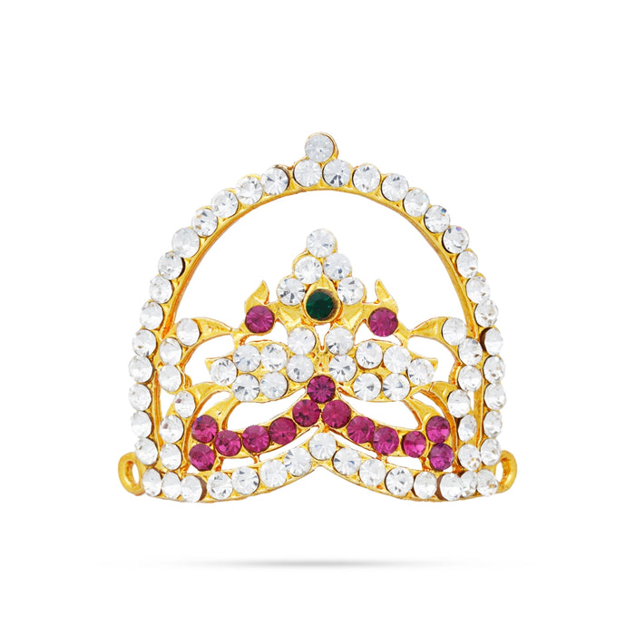 Half Crown - 1.5 x 1.5 Inches | Half Turban/ Half Kiridam/ Multicolour Stone Half Kireedam for Deity