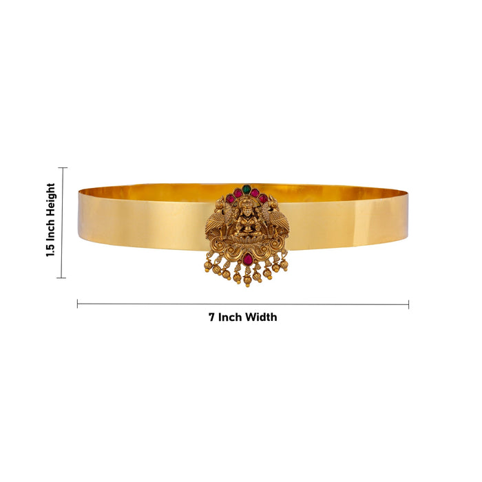 Kemp Hip Belt - 1.5 X 7 Inches | Lakshmi Waist Belt/ Gold Polish Jewelry/ Bharatanatyam Ornaments For Dance