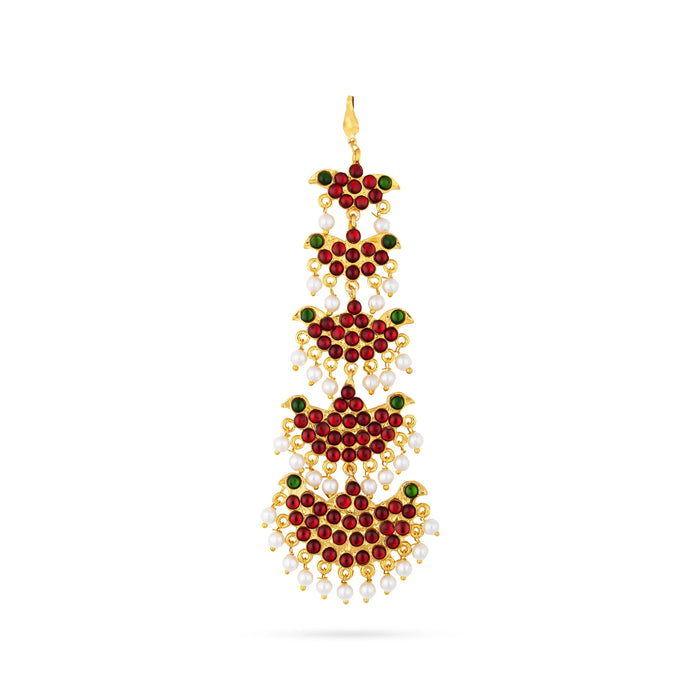 Nethi Chutti - 5 Inches | Kemp Maangtikka/ Beads With Stone Jewelry/ Bharatanatyam Jewellery For Dance