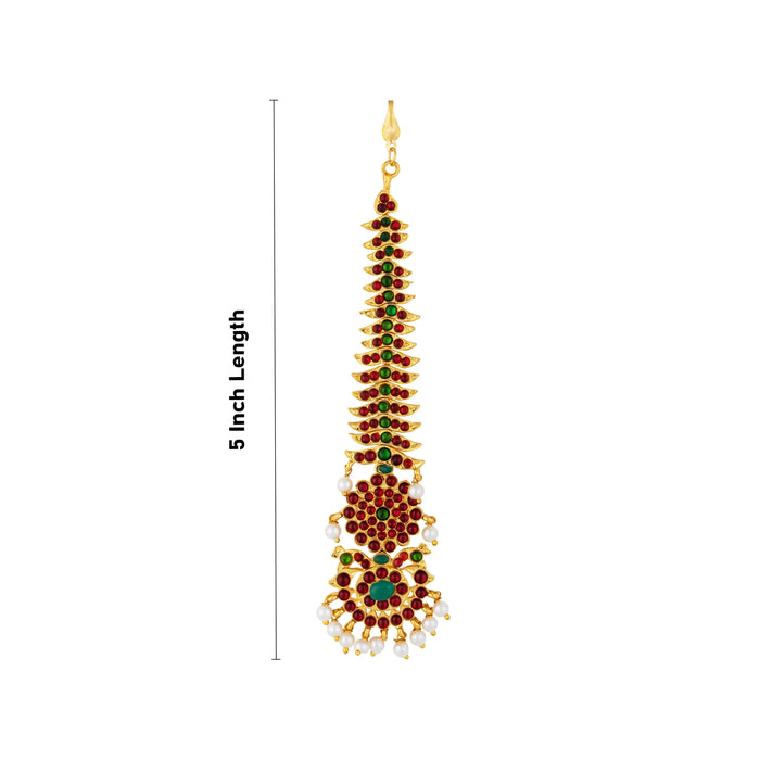 Nethi Chutti - 5 Inches | Kemp Maangtikka/ Beads With Stone Jewelry/ Bharatanatyam Jewellery For Dance