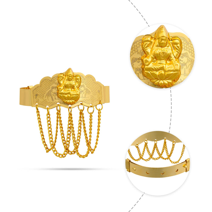 Baju Band Jewellery Pair - 2.5 Inches | Gold Polish Vanki/ Mahalakshmi Design Armlet Jewelry For Baby