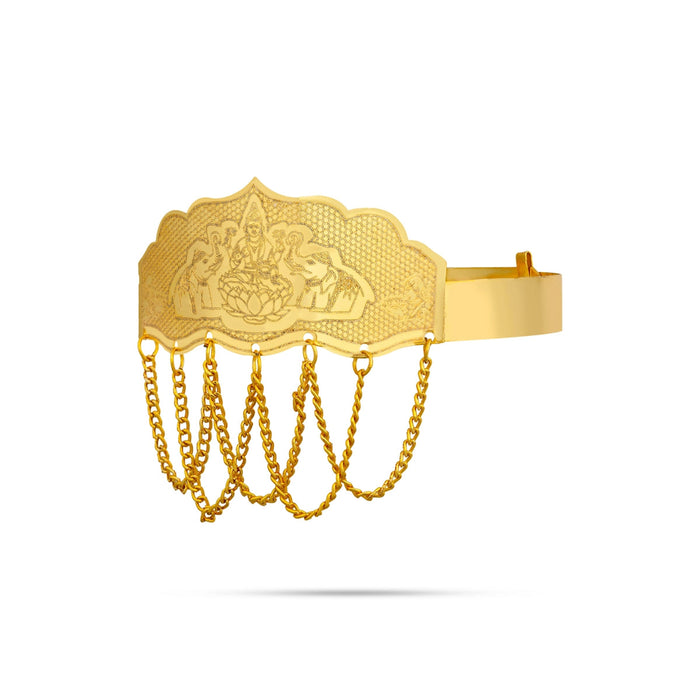 Baju Band Jewellery Pair - 3.5 Inches | Gold Polish Vanki/ Mahalakshmi Design Armlet Jewelry For Baby