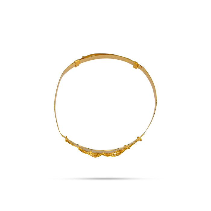 Baju Band Jewellery Pair - 3.5 Inches | Gold Polish Vanki/ Mahalakshmi Design Armlet Jewelry For Baby