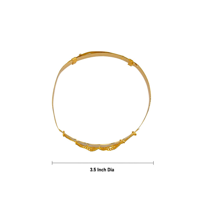 Baju Band Jewellery Pair - 3.5 Inches | Gold Polish Vanki/ Mahalakshmi Design Armlet Jewelry For Baby