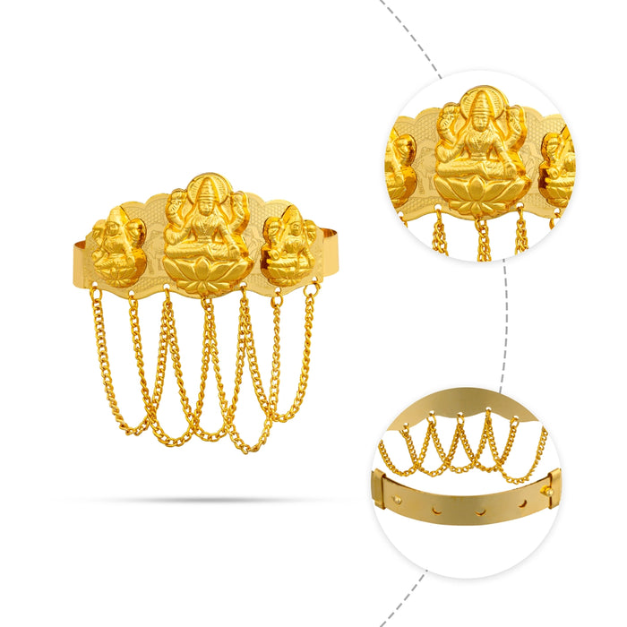 Baju Band Jewellery Pair - 3 Inches | Mahalakshmi Design Armlet Jewelry/ Gold Polish Vanki For Baby