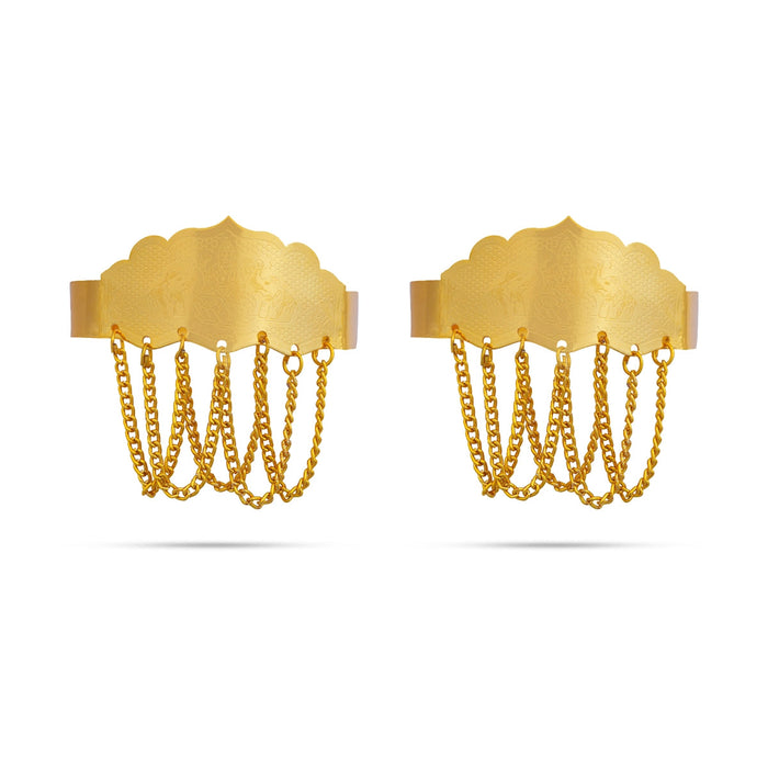 Baju Band Jewellery Pair - 2.5 Inches | Mahalakshmi Design Armlet Jewelry/ Gold Polish Vanki For Baby