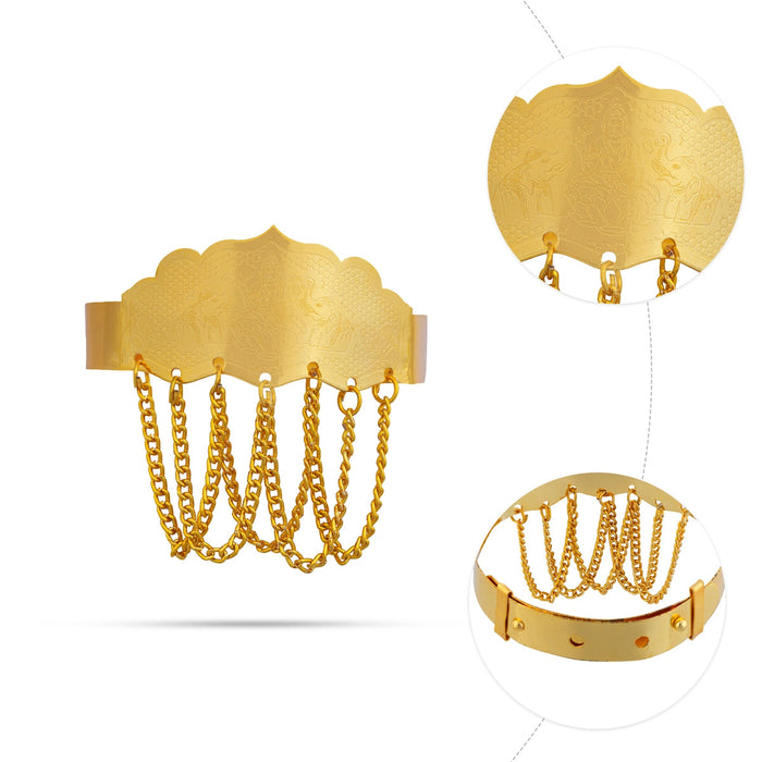 Baju Band Jewellery Pair - 2.5 Inches | Mahalakshmi Design Armlet Jewelry/ Gold Polish Vanki For Baby