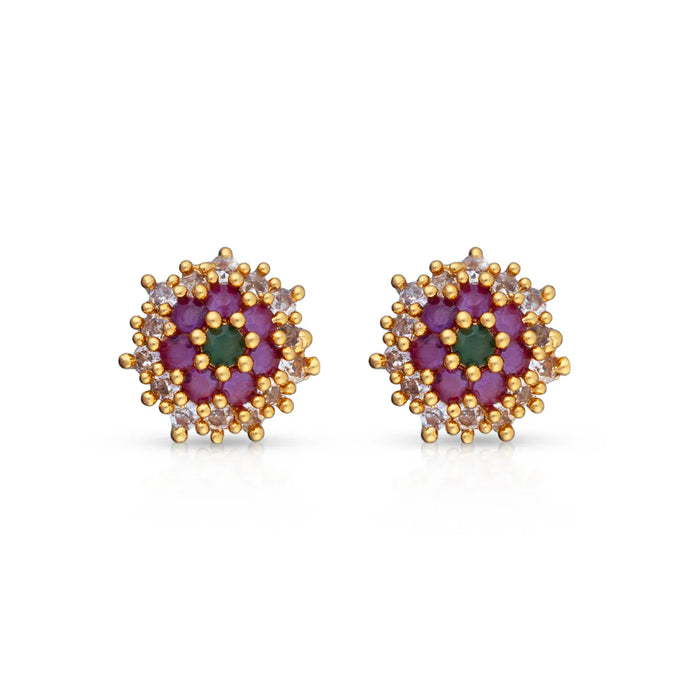 Stone Earring Pair | Ear Ring/ Gold Polish Studs/ Pearl Earrings For Ethnic Wear Styling