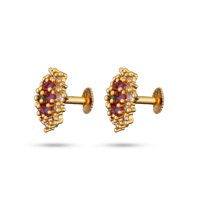 Stone Earring Pair | Ear Ring/ Gold Polish Studs/ Pearl Earrings For Ethnic Wear Styling
