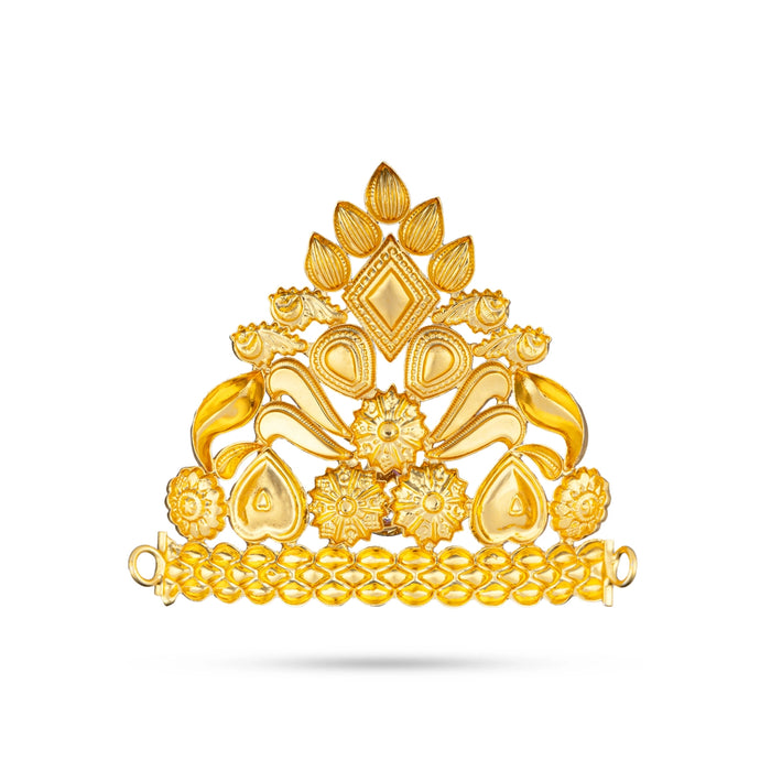 Half Kiridam - 3.5 x 3.5 Inches | Gold Polish Half Crown/ Stone Kireedam for Deity Decor