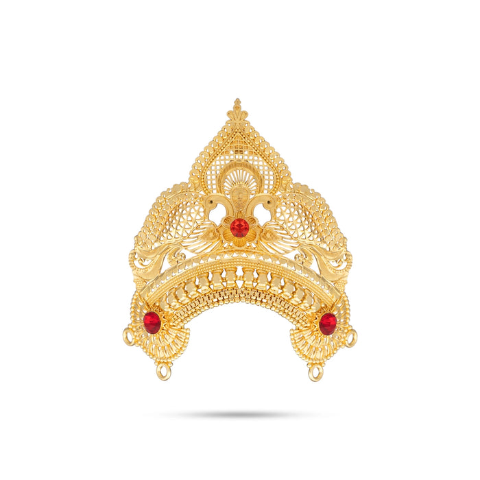 Half Crown - 3.5 x 3 Inches | Gold Polish Half Turban/ Half Kiridam/ Stone Half Kireedam for Deity