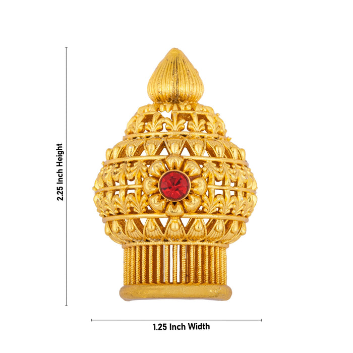 Half Vairamudi Crown - 2.25 X 1.25 Inches | Gold Polish Half Kireedam/ Single Stone Mukut/ Kiridam For Deity