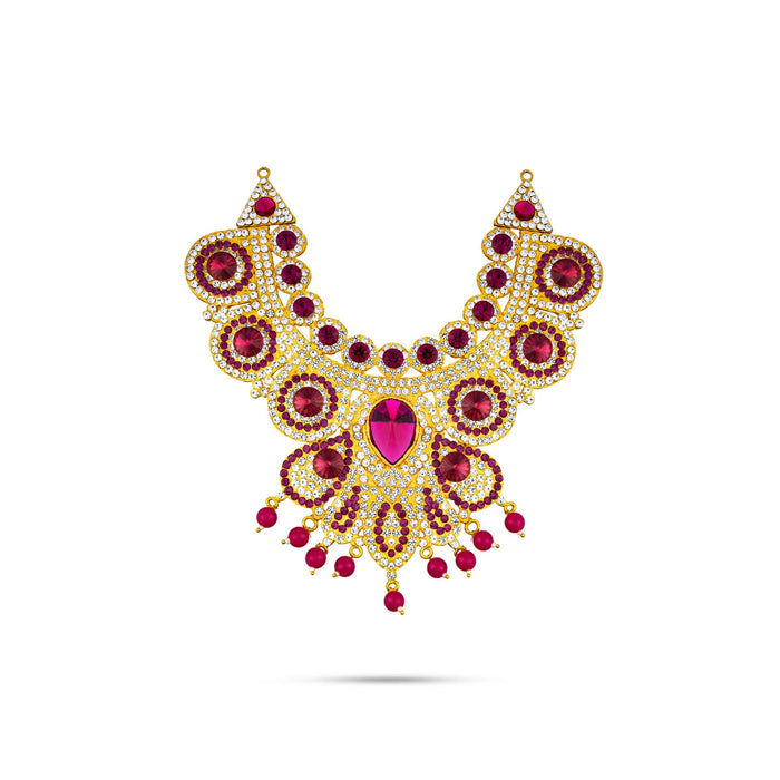 Stone Haram Stone Necklace Pair - 16 x 10 Inches | 2 Pcs/ Artificial Jewelry/ Stone Jewellery for Deity