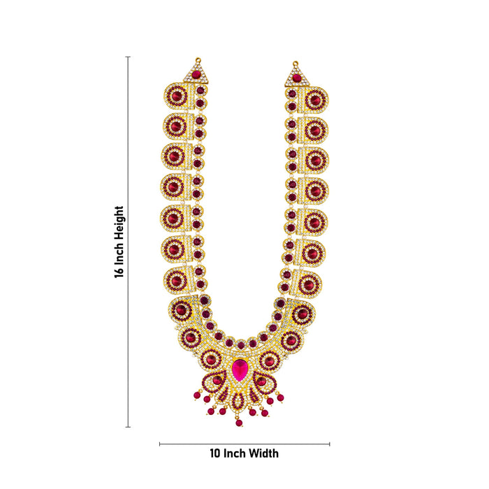 Stone Haram Stone Necklace Pair - 16 x 10 Inches | 2 Pcs/ Artificial Jewelry/ Stone Jewellery for Deity