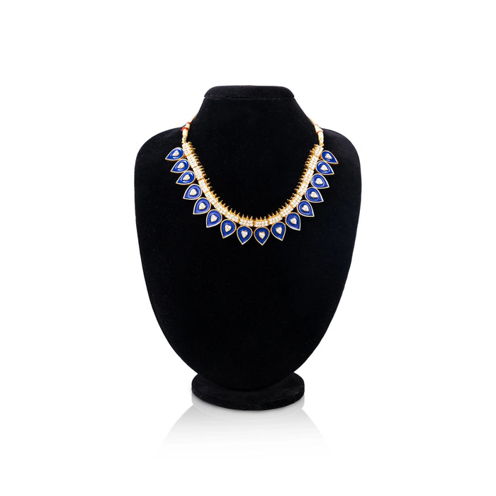 Kemp Stone Necklace - 4.5 Inches | Bharatanatyam Jewellery/ Enamel Artificial Jewelry for Dance/Assorted Colour