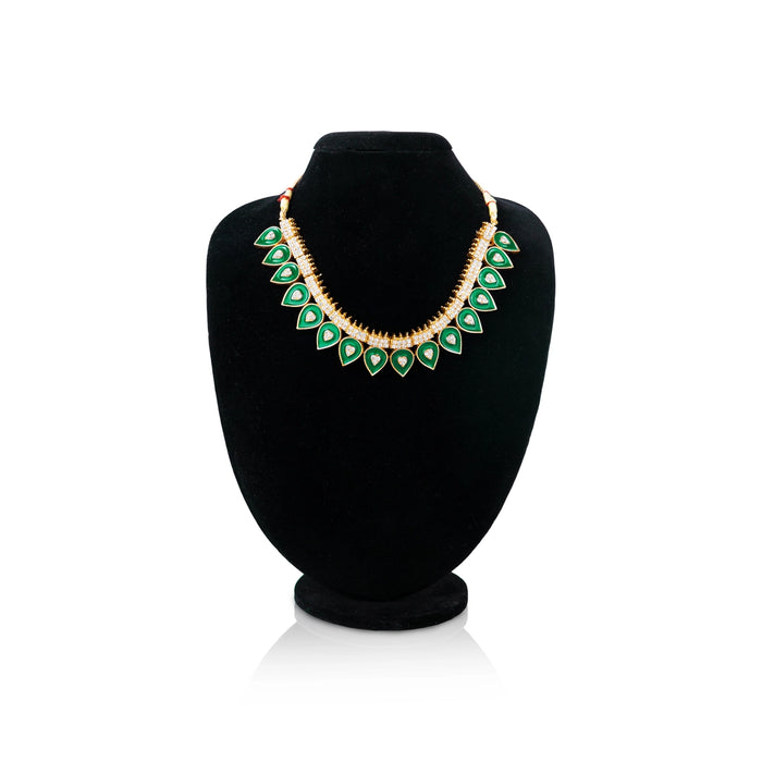 Kemp Stone Necklace - 4.5 Inches | Bharatanatyam Jewellery/ Enamel Artificial Jewelry for Dance/Assorted Colour