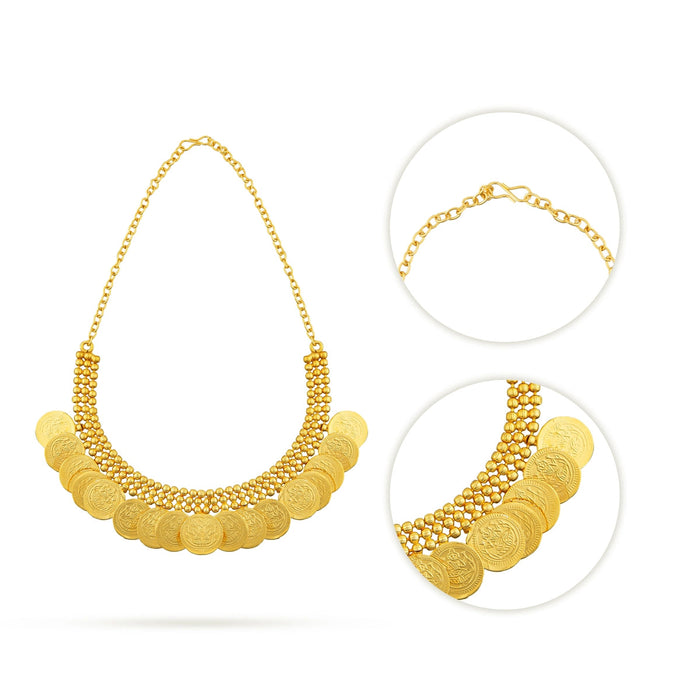 Kaasumala - 4 Inches | Artificial Jewellery/ 19 Coin Kaasu Malai/ Gold Polish Kasumala for Women