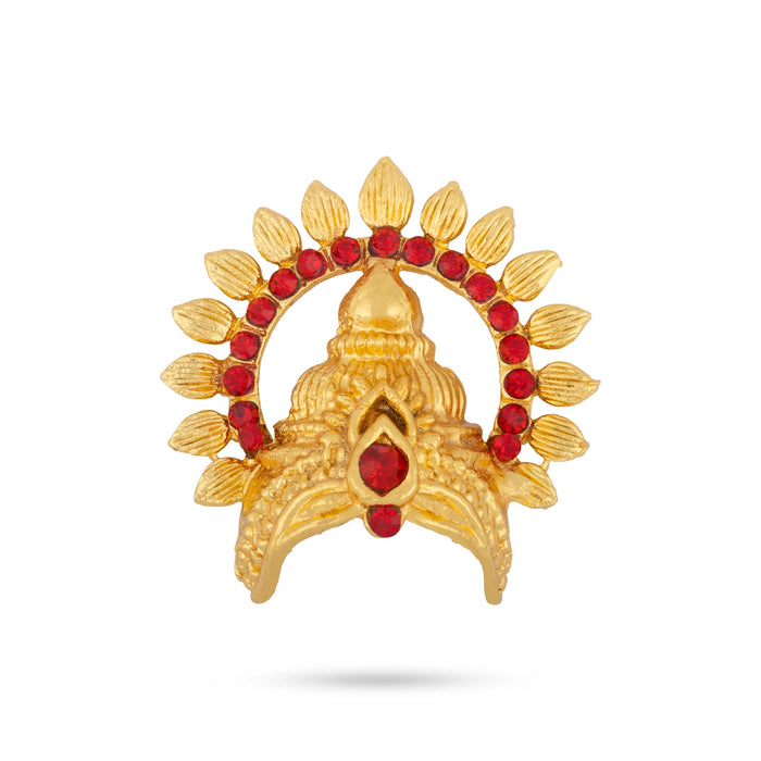 Half Crown With Arch - 2 x 1.75 Inches | Gold Polish Stone Mukut/ Half Kiridam/ Half Turban for Deity