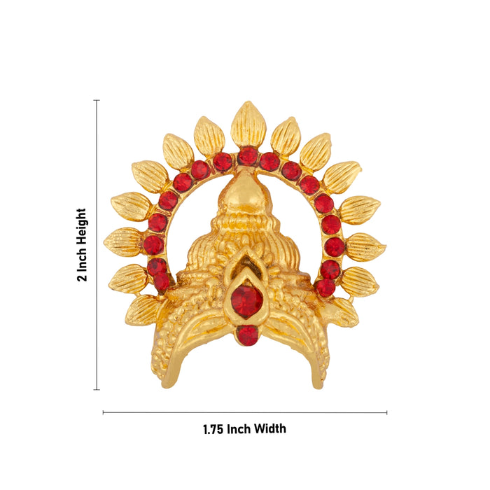Half Crown With Arch - 2 x 1.75 Inches | Gold Polish Stone Mukut/ Half Kiridam/ Half Turban for Deity