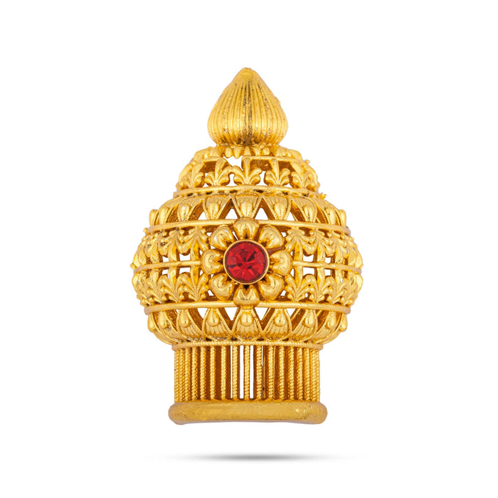 Half Vairamudi Crown- 2.5 X 1.5 Inches | Half Kireedam/ Half Kiridam/ Gold Polish Single Stone Crown For Deity