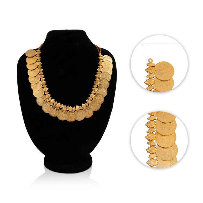 Kaasumala - 6 Inches | Lakshmi Design Coin Kasumalai/ Gold Polish Kaasu Malai/ Artificial Jewelry for Deity