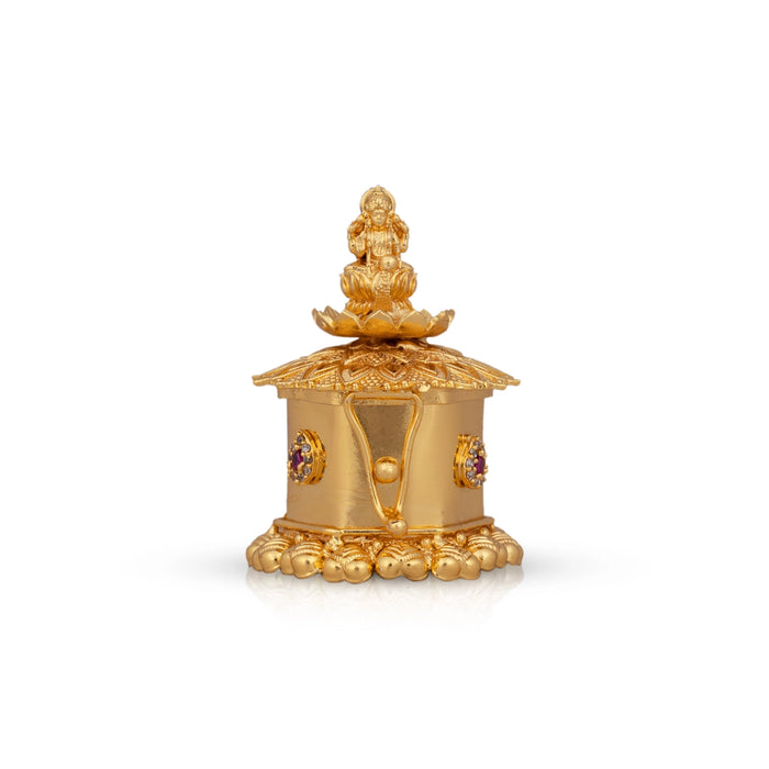 Kumkum Box - 2 x 1.5 Inches | Metal Kumkum Bharani/ Gold Polish Sindoor Pot for Women