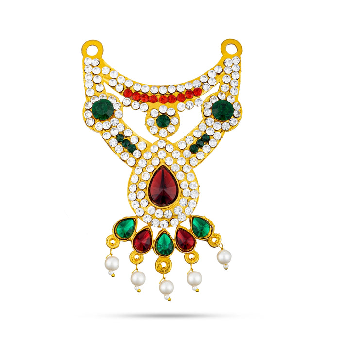 Stone Necklace - 4.75 x 4 Inches | Multicolour Stone Jewelry/ Deity Necklace/ God Jewellery