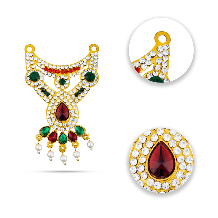 Stone Necklace - 4.75 x 4 Inches | Multicolour Stone Jewelry/ Deity Necklace/ God Jewellery