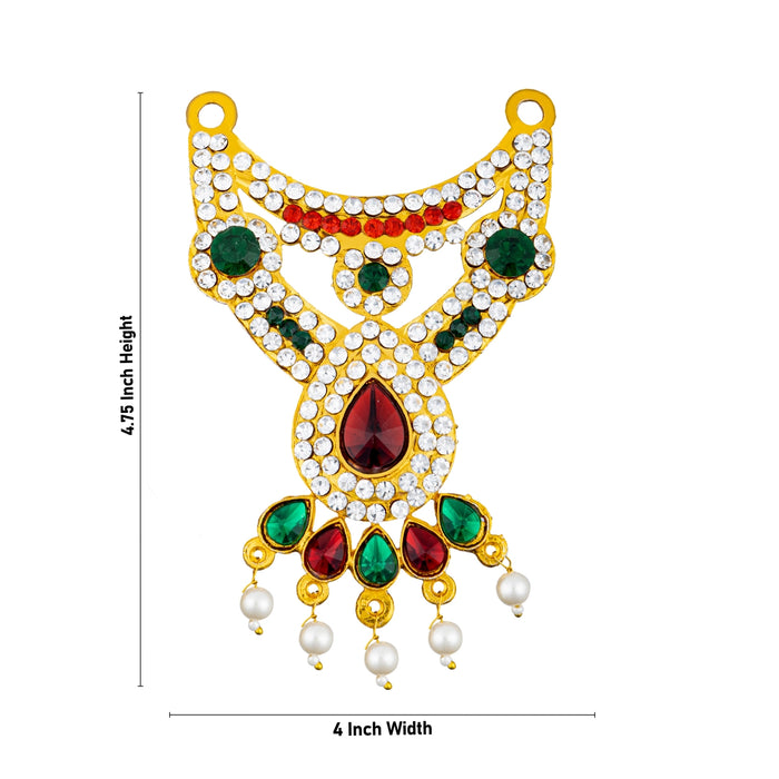 Stone Necklace - 4.75 x 4 Inches | Multicolour Stone Jewelry/ Deity Necklace/ God Jewellery