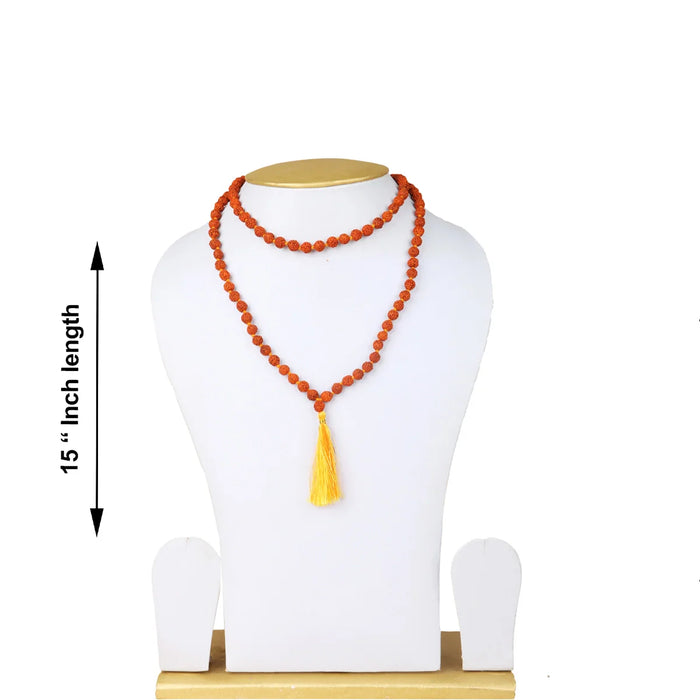 Ruthratcham Malai - 15 Inches | 6.5 mm Rudraksha Mala/ 108 Beads Kantha Mala for Men & Women