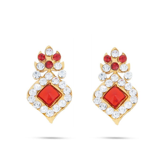 Stone Earring Set - 1 x 0.75 Inches | Stud Earring/ Stone Karnapathiram for Deity Decor