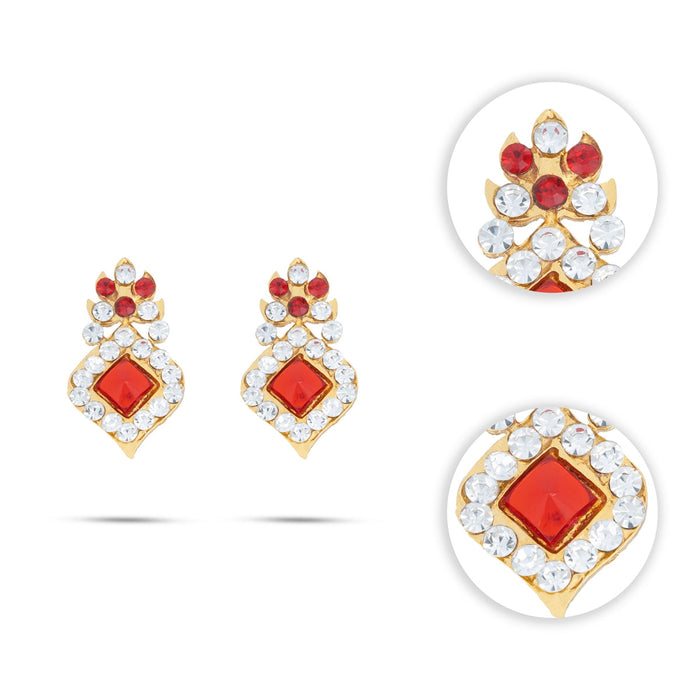 Stone Earring Set - 1 x 0.75 Inches | Stud Earring/ Stone Karnapathiram for Deity Decor