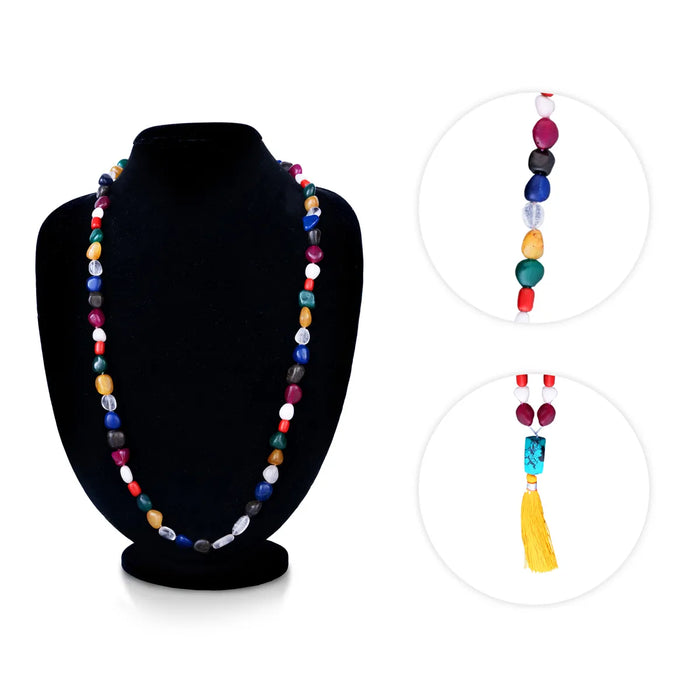 Navaratna Mala With Thread Knot - 15 Inches | Navratan Mala/ Navratna Jewelry For Auspicious Wear