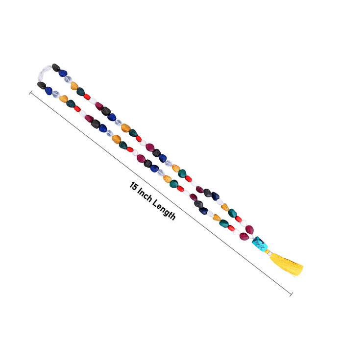 Navaratna Mala With Thread Knot - 15 Inches | Navratan Mala/ Navratna Jewelry For Auspicious Wear