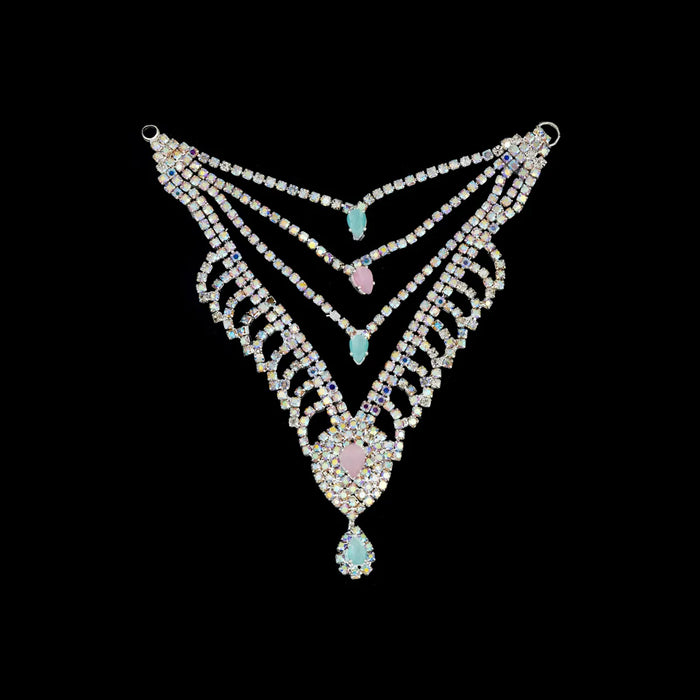 Stone Necklace & Stone Kireedam Pair - 4 x 2 Inches | Multicolour Stone Mala & Stone Crown for Deity Decor