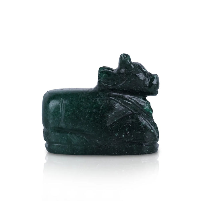 Jade Nandi Murti - 1.5 X 1.75 Inches | Green Jade Stone Idol/ Nandi Statue For Pooja