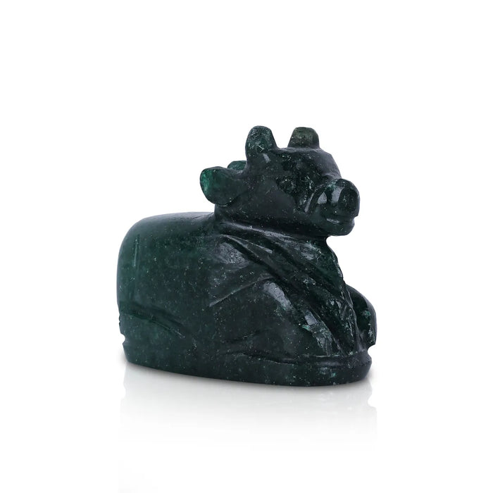 Jade Nandi Murti - 1.5 X 1.75 Inches | Green Jade Stone Idol/ Nandi Statue For Pooja