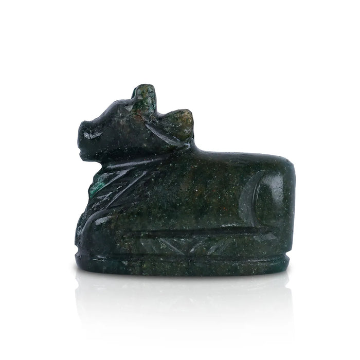Jade Nandi Murti - 1.5 X 1.75 Inches | Green Jade Stone Idol/ Nandi Statue For Pooja